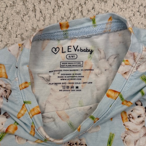 Bamboo Blue Bunny Print Kids Pajamas - Picture 2 of 4